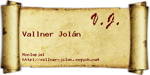 Vallner Jolán névjegykártya